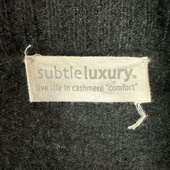 Subtle Luxury Cashmere Long Open Front Cardigan 3/4 Sleeves Blk Cozy Soft  XS/S - Picture 3 of 7